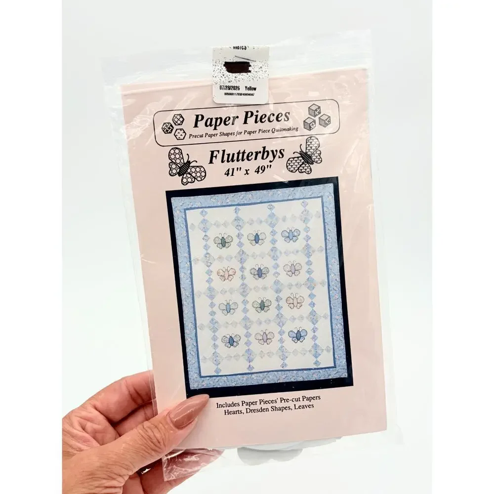 Quilt Pattern Lot 5 Paper Pieces Precut Shapes Hearts Butterflies Confetti